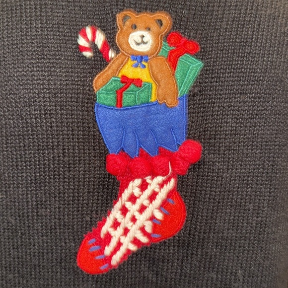 Vintage Christmas  Sweater Cardigan Designers Original Studio Ho Ho Ho Sz medium - Picture 4 of 8